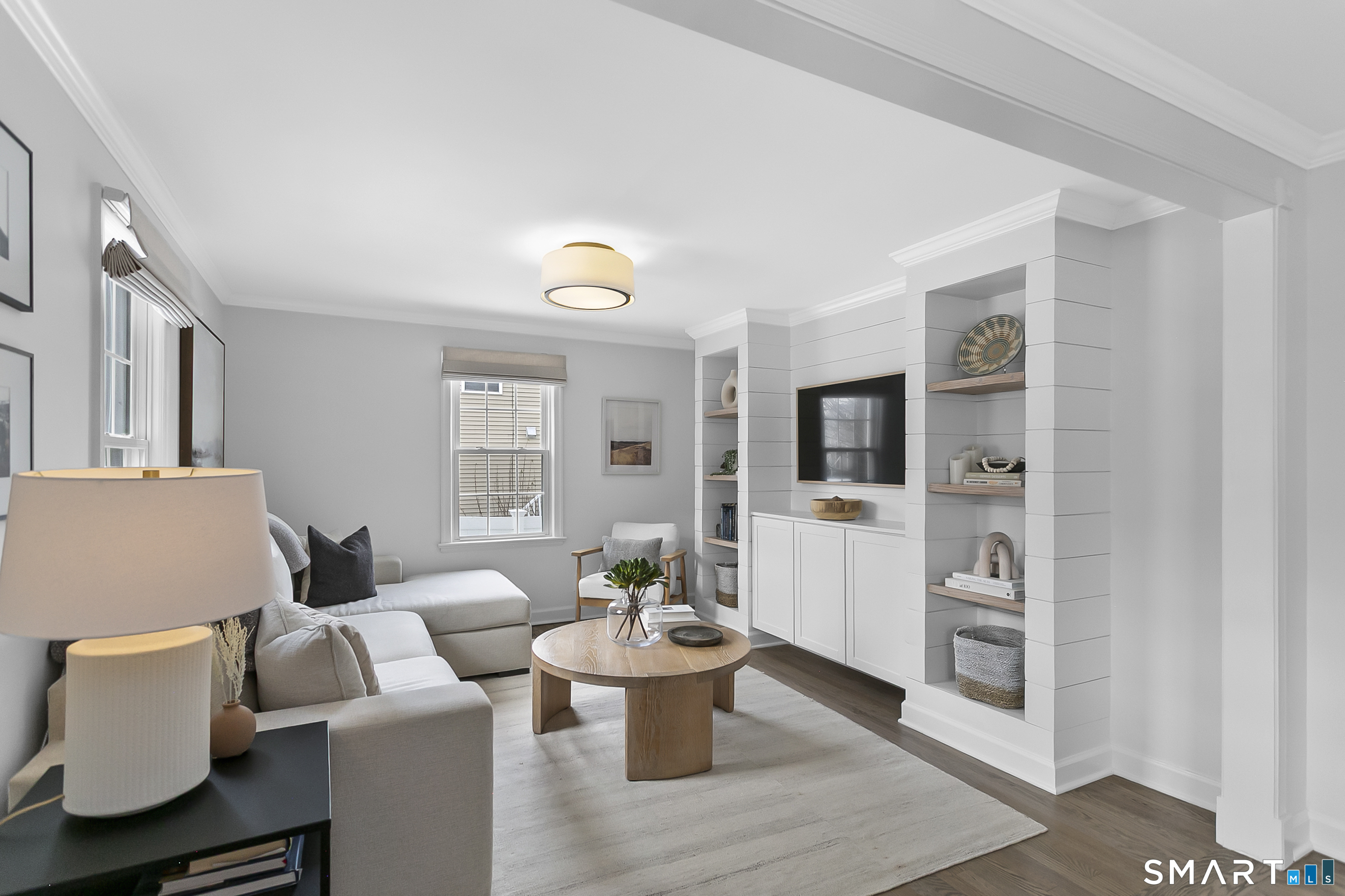 121 Alden Street Fairfield, CT 06824 - Photo 5 of 29 a living room with furniture and view of kitchen