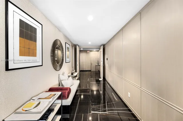 a room with furniture and a mirror