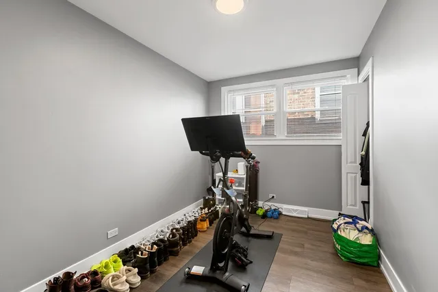 a view of a room with gym equipment