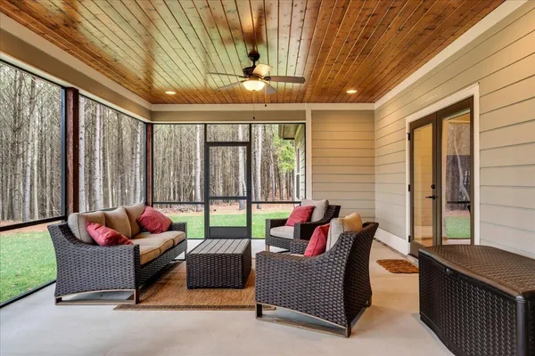 a view of a lake with a city