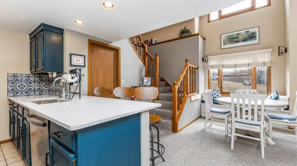 a view of kitchen island wooden cabinets