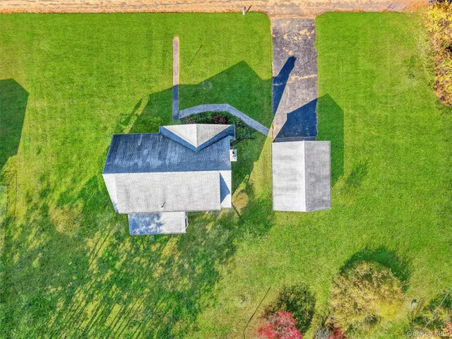 an aerial view of a house