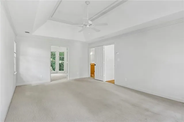 an empty room with windows