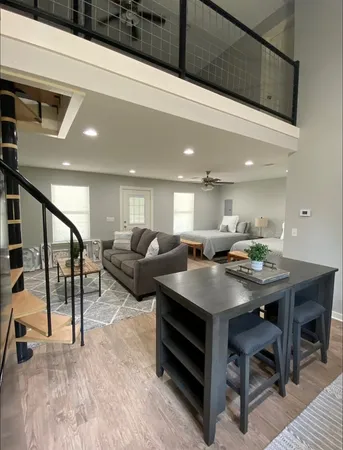 a view of a dining area with furniture