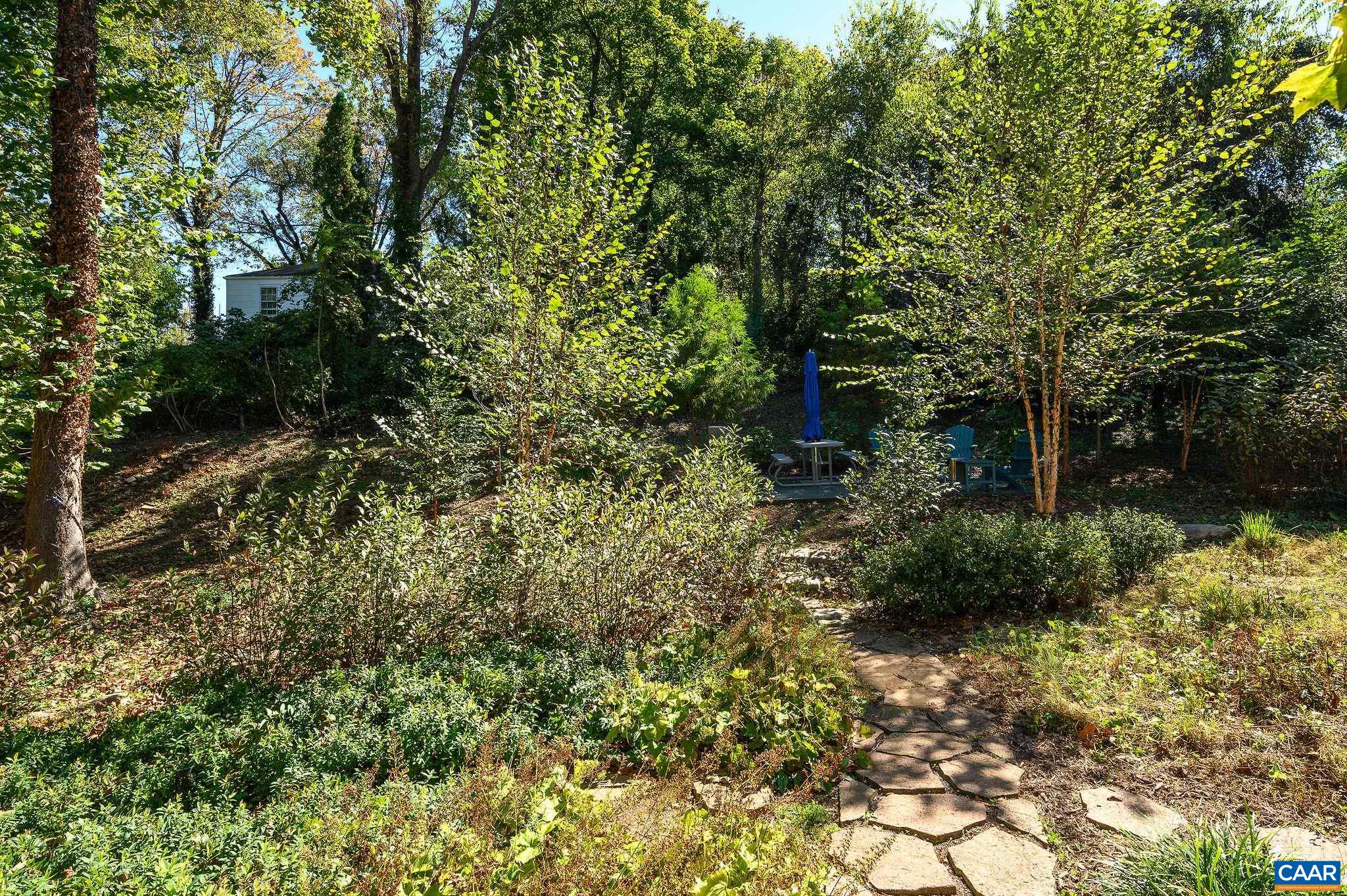 1130 East High Street, Unit J Charlottesville, VA 22902 - Photo 32 of 42 a view of a garden with plants and large trees