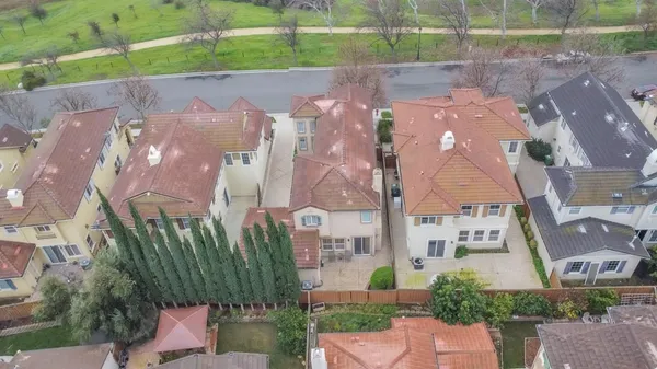 an aerial view of a house