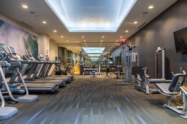 a view of a room with gym equipment