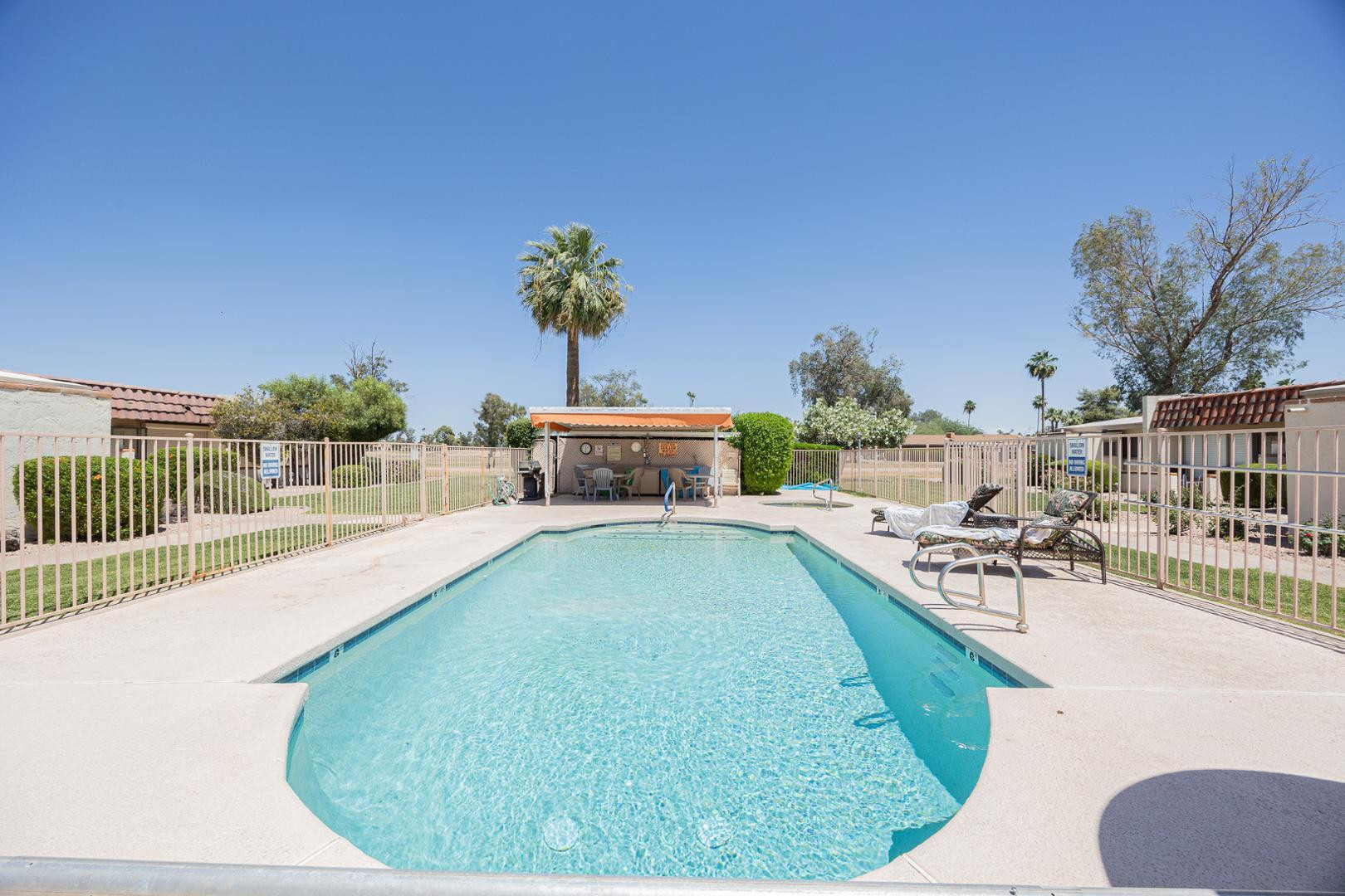 609 South Power Road, Unit 338 Mesa, AZ 85206 - Photo 23 of 24 a view of a swimming pool with a lounge chair