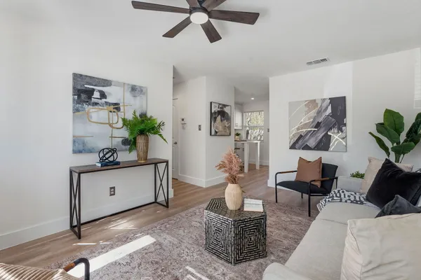 a living room with furniture
