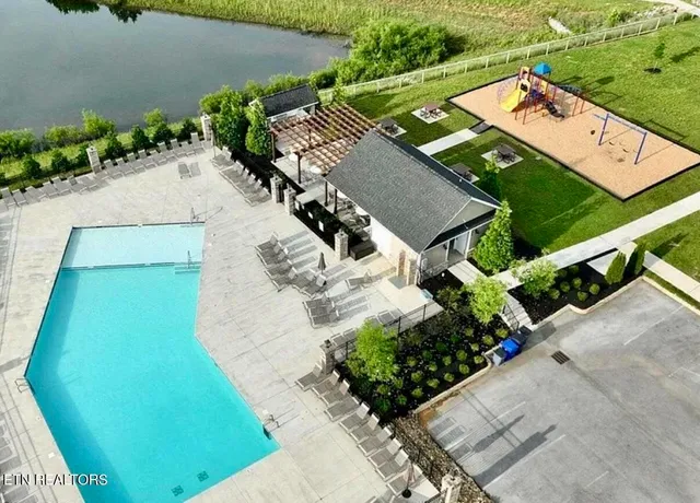 an aerial view of a house