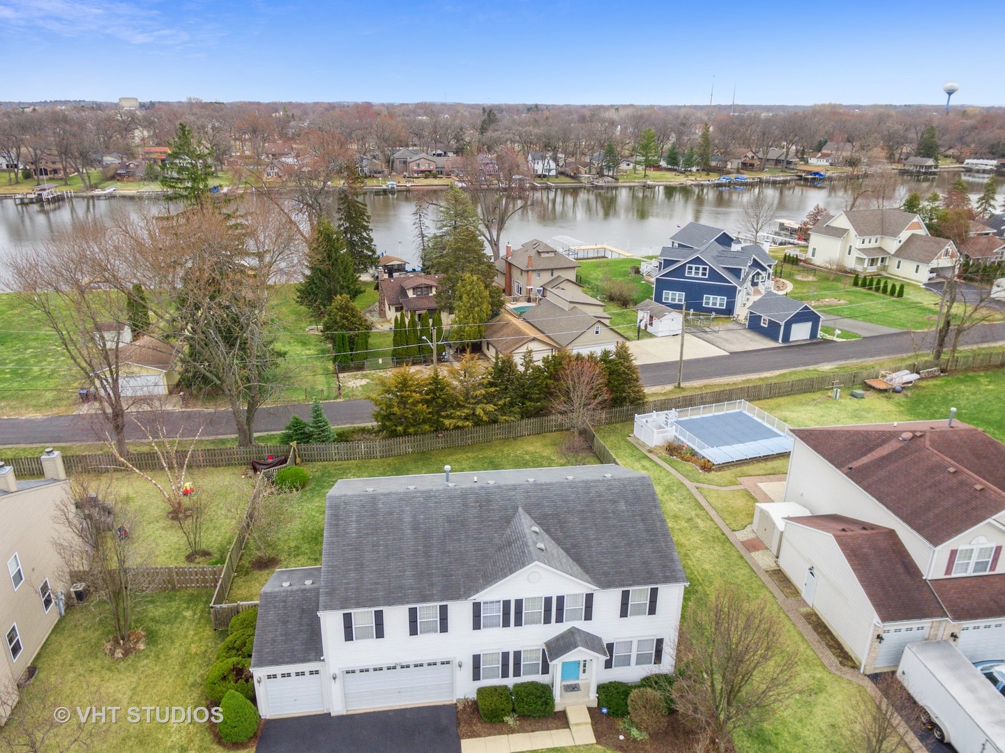 2621 Arbor Drive McHenry, IL 60050 - Photo 27 of 36 an aerial view of residential houses with outdoor space and lake view