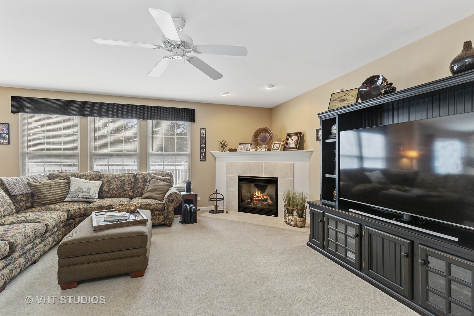 2621 Arbor Drive McHenry, IL 60050 - Photo 8 of 36 a living room with furniture a flat screen tv and a fireplace