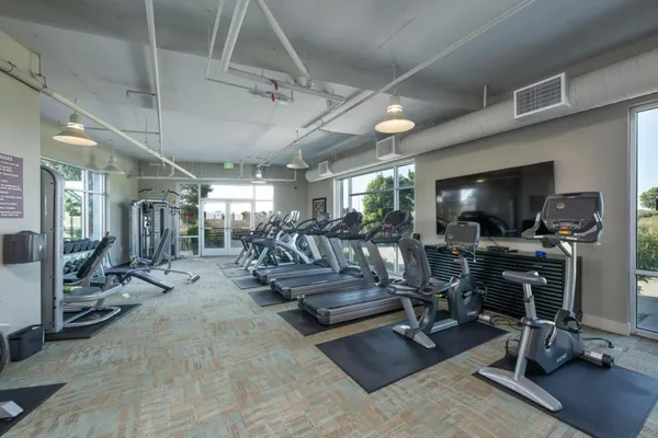 a view of a room with gym equipment