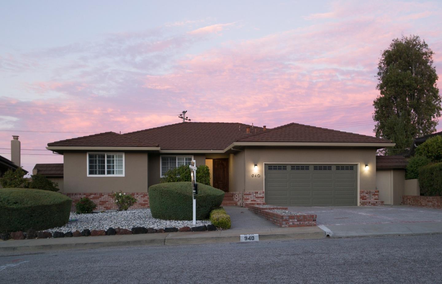 front view of a house with a garage