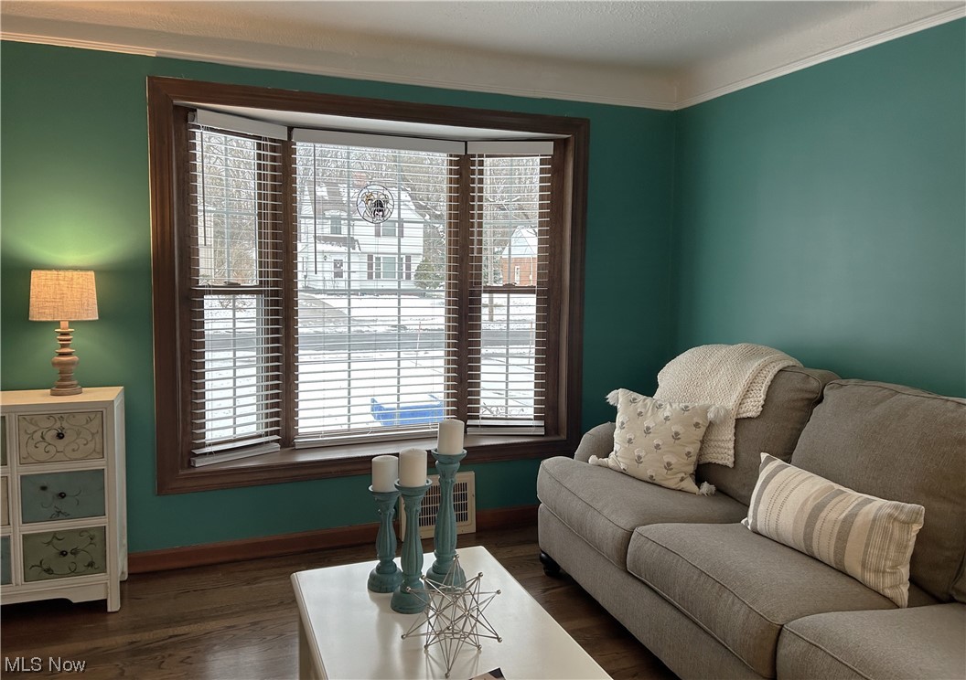 1748 Sunview Road Lyndhurst, OH 44124 - Photo 12 of 41 Living room featuring cove ceiling and Bay window.