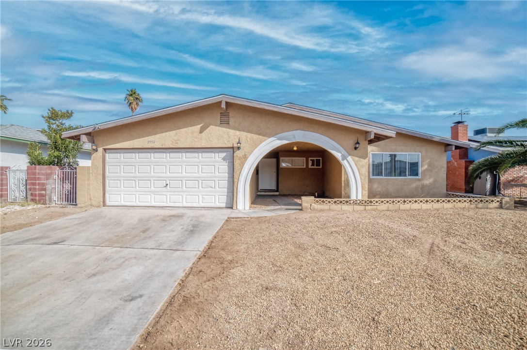 3556 Ruth Drive Las Vegas, NV 89121 - Photo 1 of 21 A well-maintained stucco facade with an inviting arched entryway offers a charming welcome.