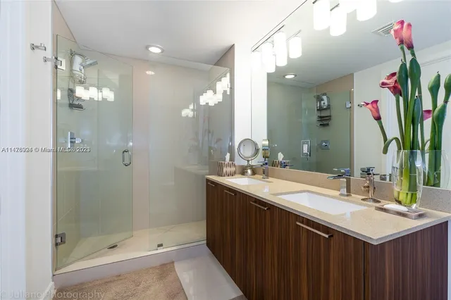 a bedroom with a bed and furniture