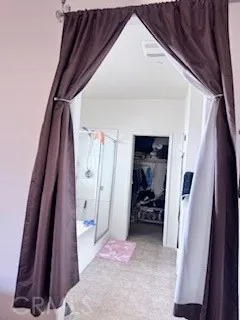 an empty room with windows