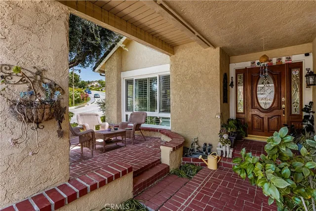 a building outdoor space with patio furniture