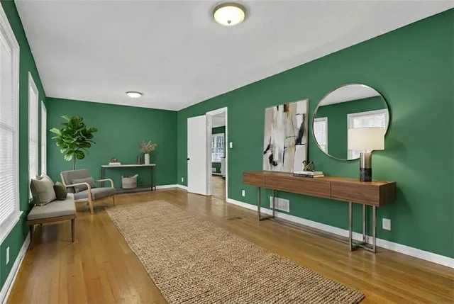 a living room with furniture