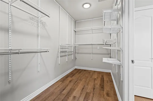 a view of a room with racks on the wall