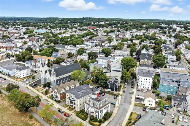an aerial view of a city