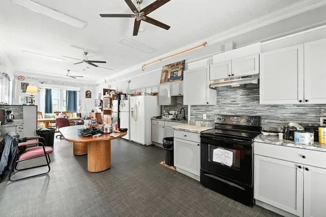 a kitchen with lots of counter top space
