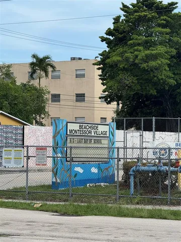 a view of and palm trees