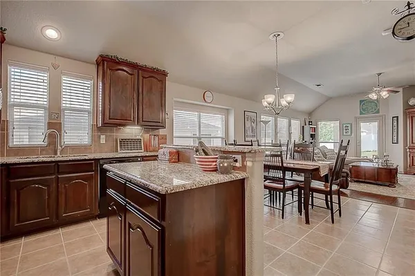 a kitchen with lots of counter top space