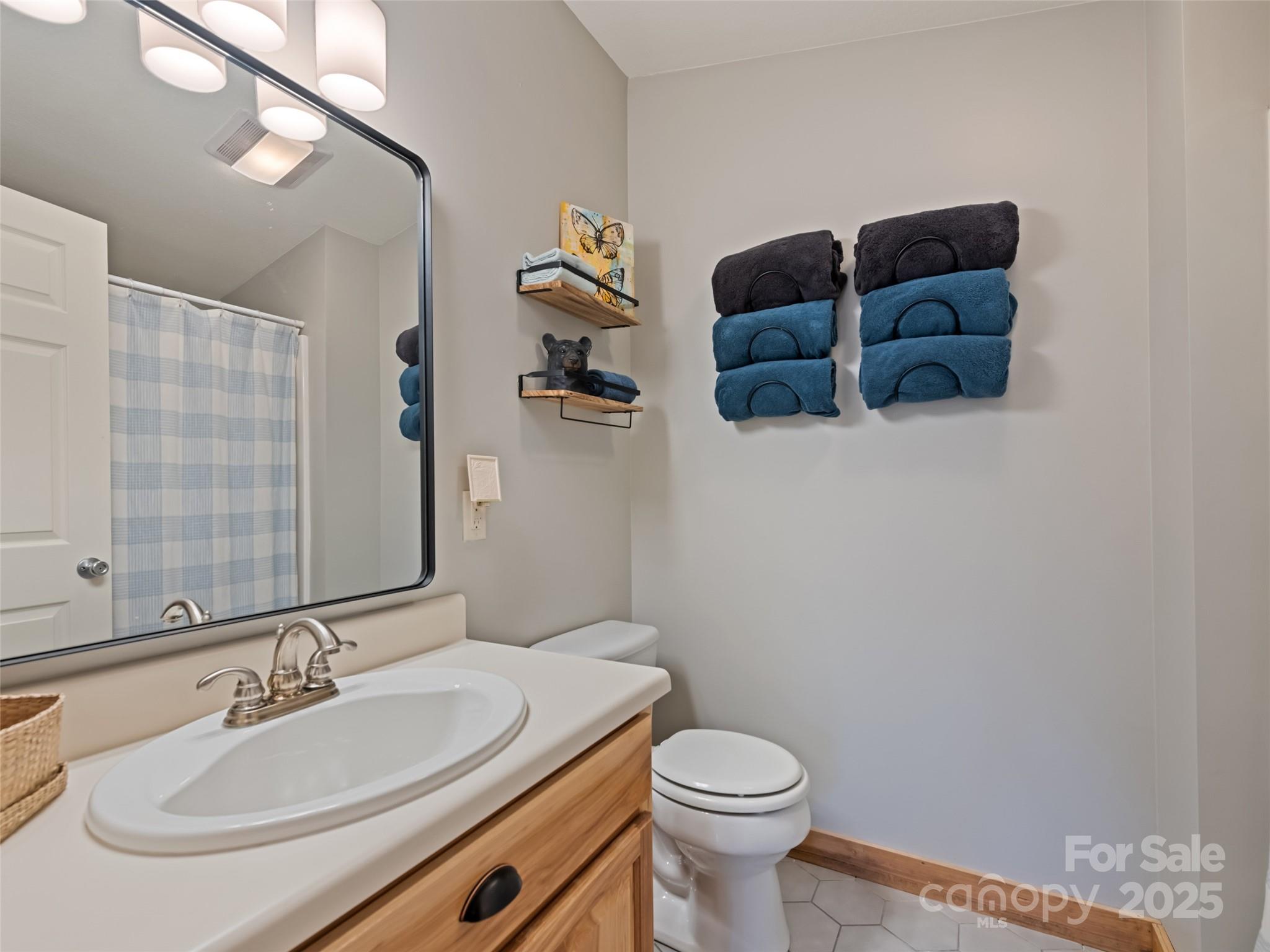 171 Sharons Bluff Franklin, NC 28734 - Photo 37 of 42 a bathroom with a sink and a mirror
