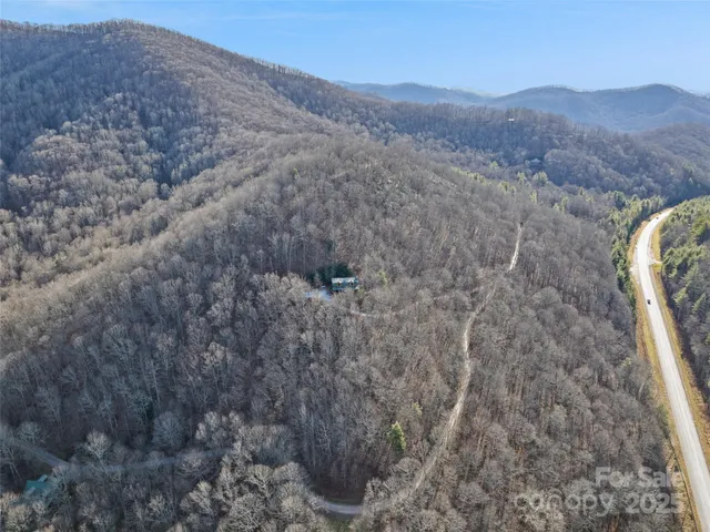 a view of a dry yard with mountains and green space