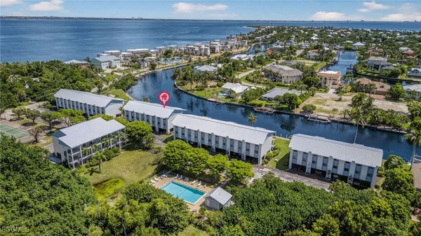 an aerial view of a house