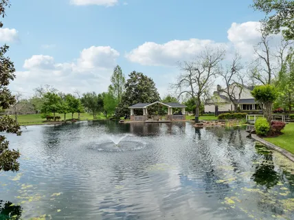 a view of a lake with houses