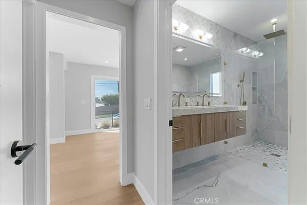 a view of a bathtub in a bathroom