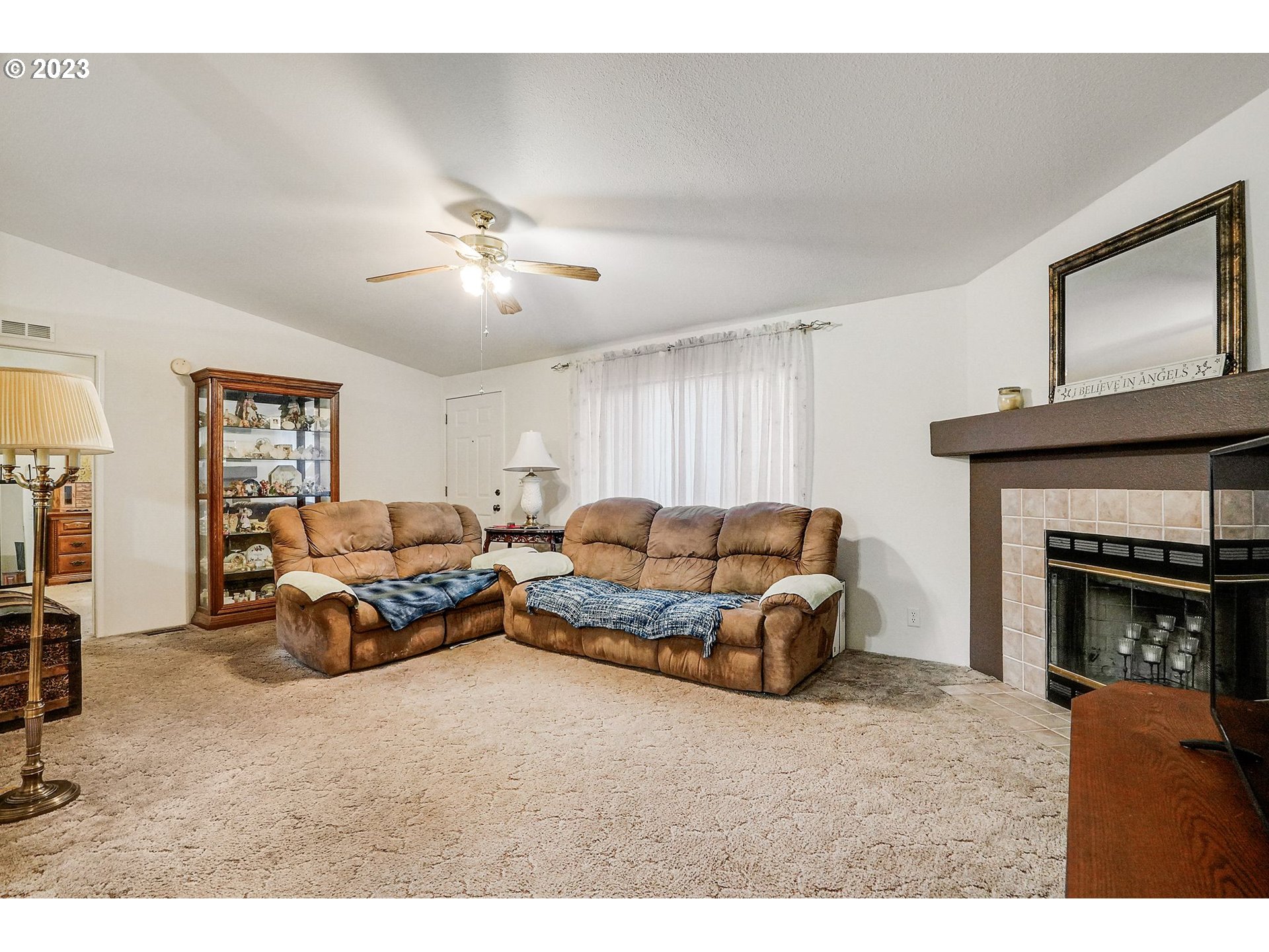 1015 Oak Street, Unit 100 Silverton, OR 97381 - Photo 20 of 30 a living room with furniture and a fireplace