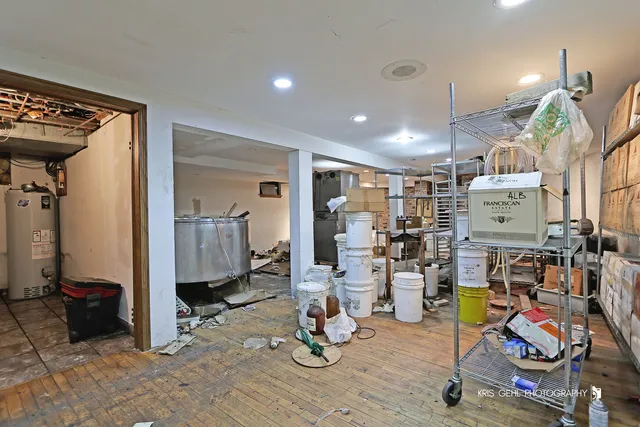 a room with furniture and a fireplace