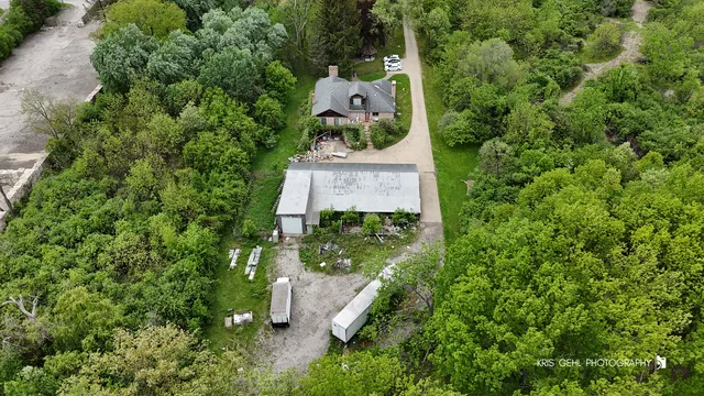 a view of a lake with a yard