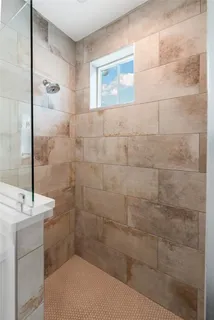 a bathroom with a shower