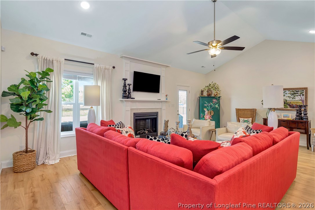 570 Old Tower Road Lumberton, NC 28360 - Photo 10 of 32 a living room with furniture a fireplace and a potted plant