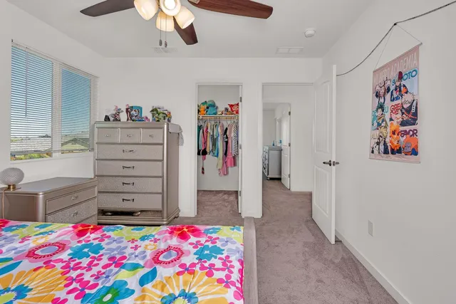 an aerial view of a house with a garden
