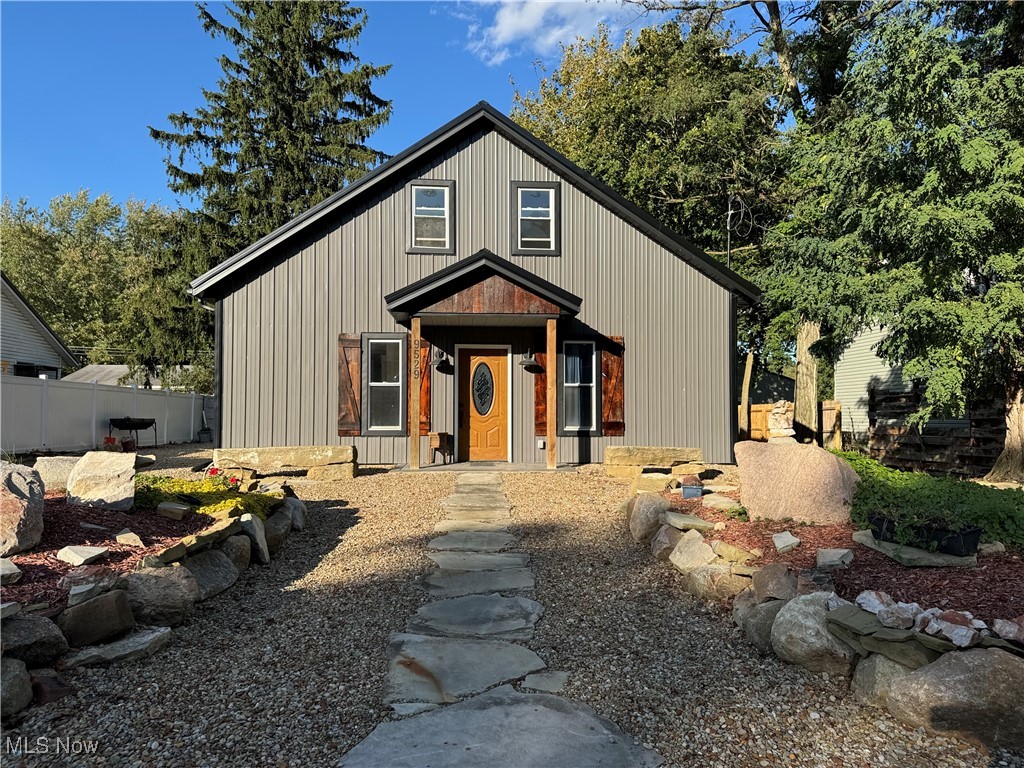 View of modern farmhouse style home