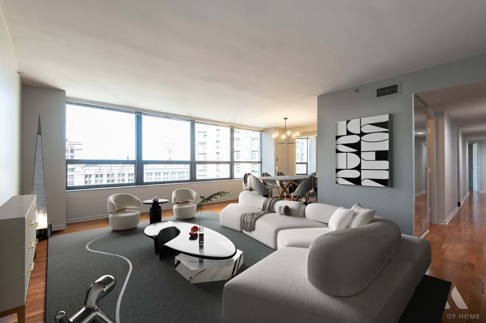 400 East Ohio Street, Unit 2302 Chicago, IL 60611 - Photo 4 of 38 a living room with furniture and a large window