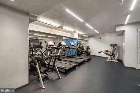 a view of a room with gym equipment