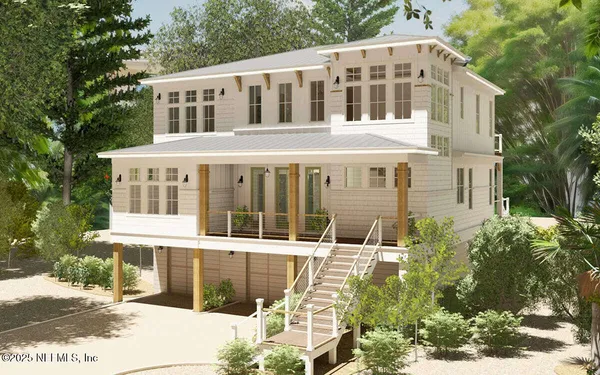 a view of a building with a garden