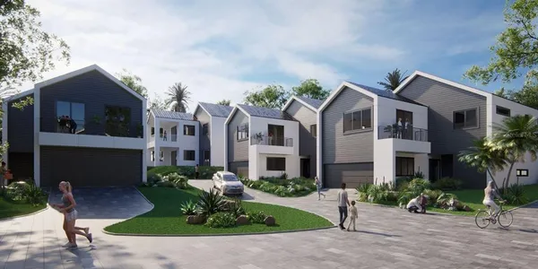 a front view of a house with garden and plants