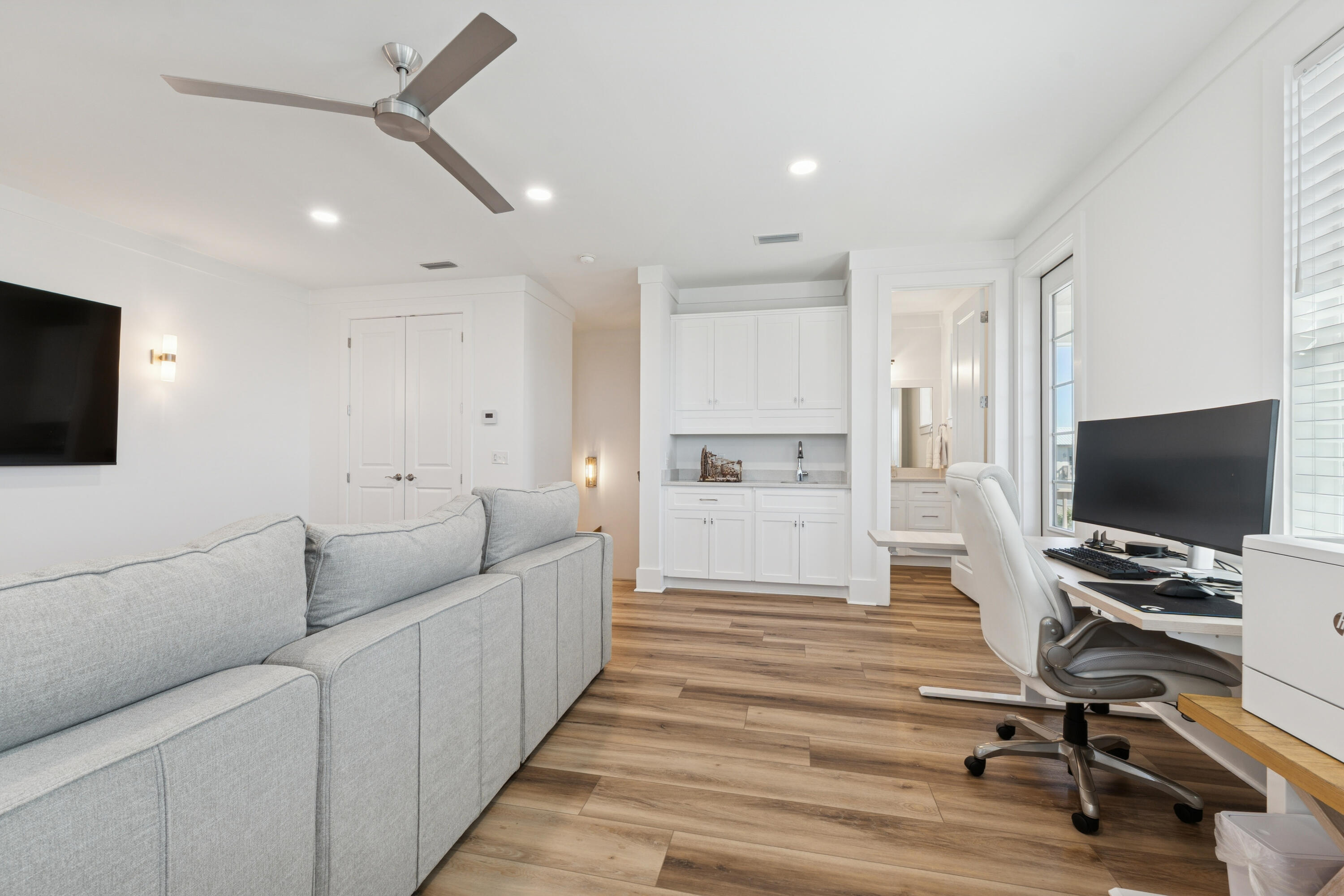 342 Beach Bike Way Inlet Beach Inlet Beach, FL 32461 - Photo 54 of 77 a living room with furniture and a flat screen tv