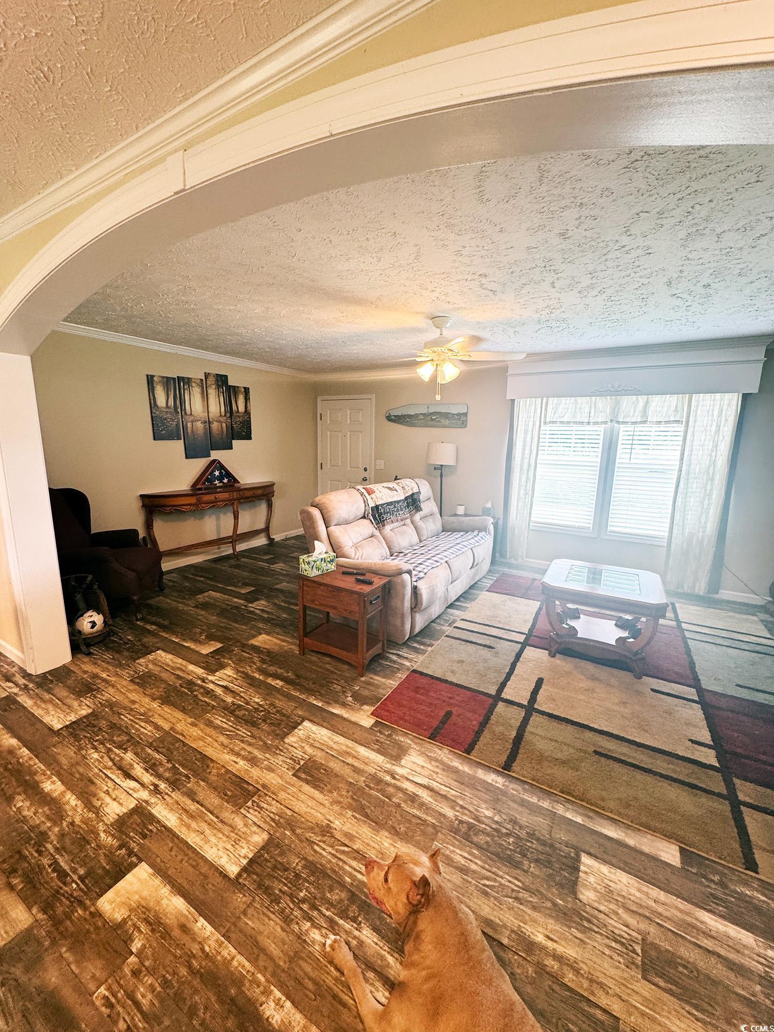 2620 Red Bluff Road Loris, SC 29569 - Photo 8 of 33 Living area with a textured ceiling, arched walkwa