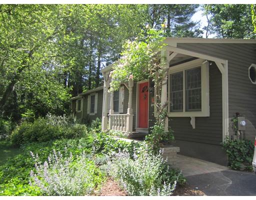 a view of house with a yard and potted plants
