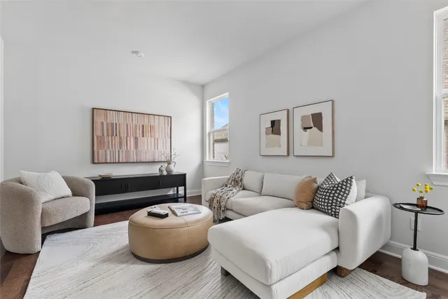 a living room with furniture and a couch