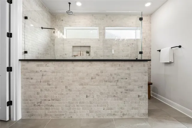 a view of a bathroom with a shower